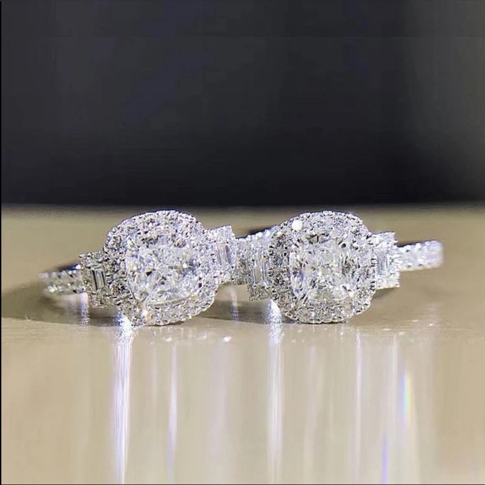 New Beautiful 925 Silver Diamond Engagement Ring - Picture 6 of 6
